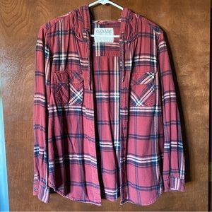 Garage red flannel with hood